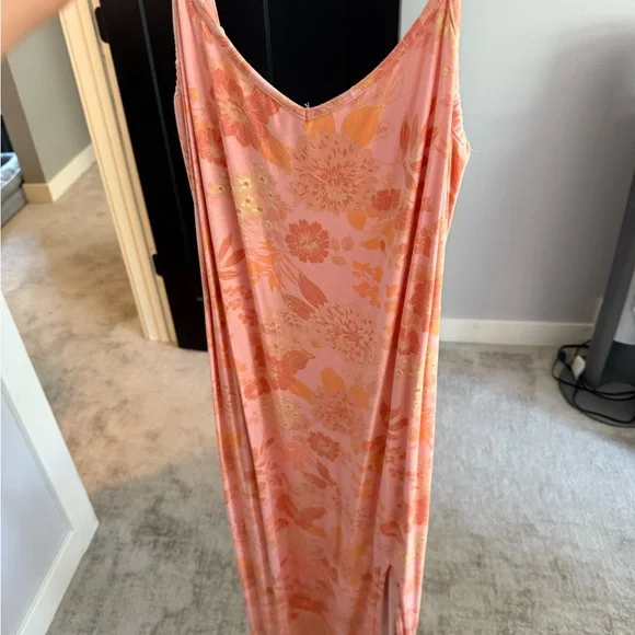 strapless open back dress 05 VINTAGE “MARIA” SLIP DRESS IN PINK/ORANGE